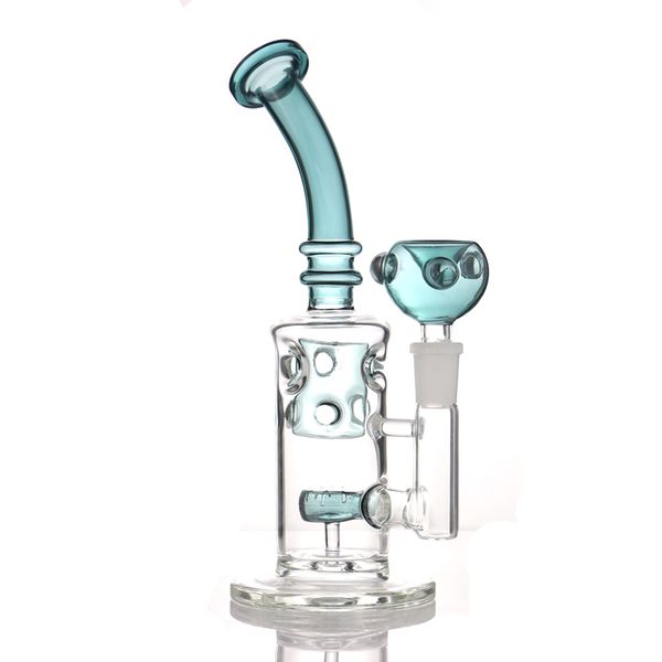 Narguilé 8.8 pouces rose bleu recycleur Dab Rigs verre épais eau bangs fumer tuyaux petit bang 14mm joint