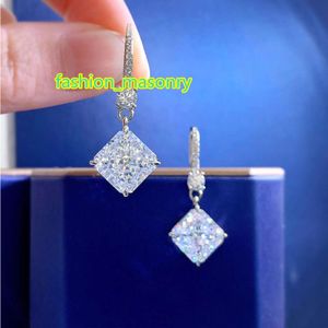 Stralende Cut 10 Mm Diamond Dangle Earring 100% Echt 925 Sterling Zilveren Sieraden Engagement Wedding Drop Oorbellen Voor Vrouwen Gift