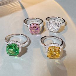 Bague en diamant émeraude de laboratoire coupe radiante 5ct 100% réel 925 bagues de mariage en argent sterling pour femmes bijoux de fiançailles