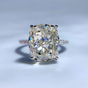 Anillo de diamante de moissanita de corte radiante de 6 quilates, 100% Plata de Ley 925 auténtica, anillos de boda para fiesta, joyería de compromiso para hombres y mujeres