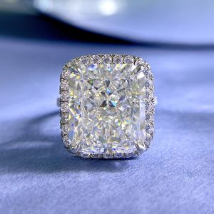 Anillo de diamante de moissanita de corte radiante de 8 quilates, Plata de Ley 925 100% auténtica, anillos de boda para fiesta, joyería de compromiso para hombres y mujeres