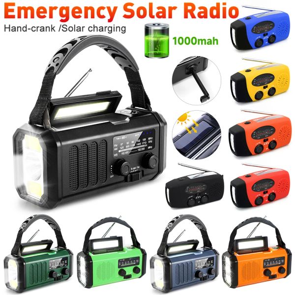 Radio 10000mah Emergency Radio Solar Hand Crank Radio AM FM NOAA Météo Radio USB Charges LED Banque de puissance de poche rechargeable