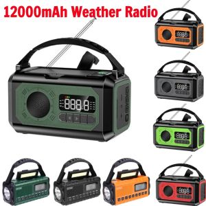 Radio 12000mah AM / FM / NOAA Météo Radio avec 2 panneaux solaires Handar Hand Crank Portable Radio Reading Lampe for Outdoor Camping