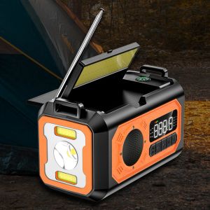 Radio 12000mAh noodweerradio met 2 zonnepanelen Solar Hand Crank leeslamp Power Bank SOS -alarm voor kampeerwandeltenten