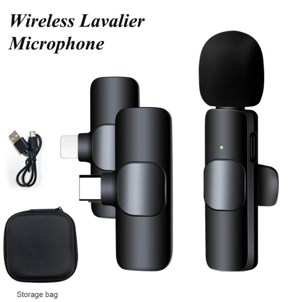 Radio 2.4G Micrófono Lavalier inalámbrico USB Cargo por teléfono móvil micrófono en vivo para iPhone Huawei Xiaomi Samsung Video Mic Mic