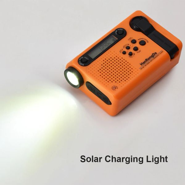 Radio 2000mah 18650 Solar Full Band Radio pour le camping Randonnée en plein air FM AM Radiogramme multifonctionnel de Banque d'alimentation de la lampe de poche LED LED