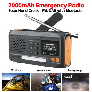 Radio 2000mah Emergency Radio FM / DAB Bluetooth Solar Hand Crank Récepteur radio Torch Radio Radio Lampe de poche SOS chargée pour le camping en plein air