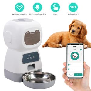 Radio 3,5L Automatique pour animaux de compagnie pour chats WiFi Smart Swirl Slow Dog Feeder avec enregistreur vocal Dispensateur de nourriture pour chats de grande capacité