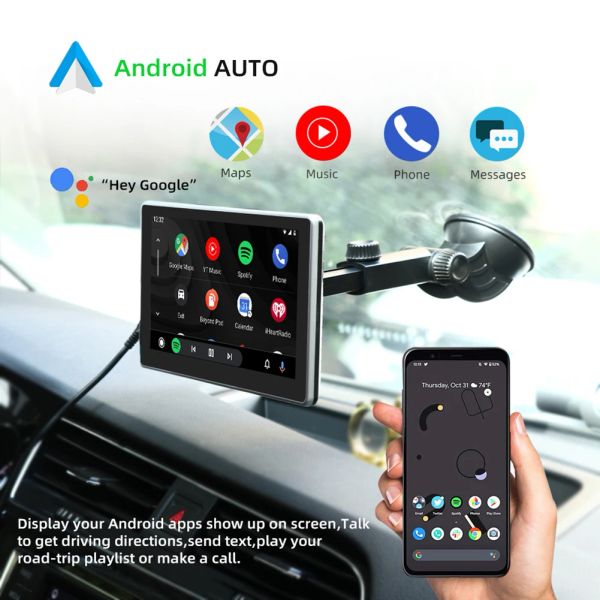 Radio 7 pouces tactile Car Car Portable Wireless Apple Carplay Tablet Android Radio Multimedia Bluetooth Navigation HD1080 Stéréo Linux