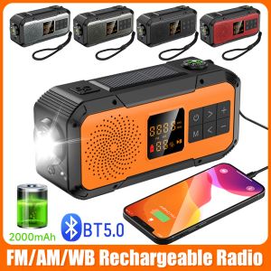 Radio AM/FM Radio d'urgence Radio à manivelle à énergie solaire avec lampe de poche LED Banque d'alimentation Lampe de poche LED Radio de survie en camping