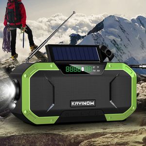 Radio AMFM Noodbediening op zonne-energie Handslinger met LED-zaklamp 5000 mAh Power Bank Telefoonoplader Bluetooth 50-luidspreker 230830