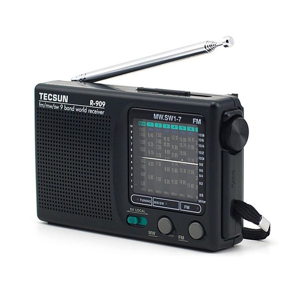 Radio AMFMSW TECSUN R909 17 9 BANDES BANDES DU MONDE DU POSTE PORTABLE RETRO POCKET FM BLACK 230331