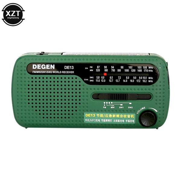 Radio Degen marque Fm Radio De13 Fm Mw Sw manivelle Dynamo solaire d'urgence Radio monde récepteur qualité Vs Tecsun Pl310 Panda 6200