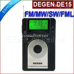 Radio Degen De15 Fm stéréo Mw Sw Fml Lcd Radio monde bande récepteur alarme quartz horloge