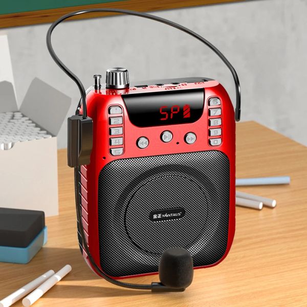 Radio Numérique Portable Radio FM 18650 Batterie Radio Mini Mégaphone Amplificateur Vocal avec Support d'affichage LED Enregistrement Carte TF U Lecture de Disque