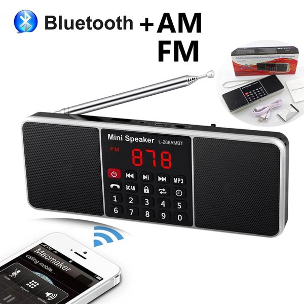 Radio Digital Radio portátil AM FM Bluetooth Altavoz Estéreo Reproductor de MP3 TF Tarjeta SD Unidad USB Manos libres Llamada Altavoces recargables 230701