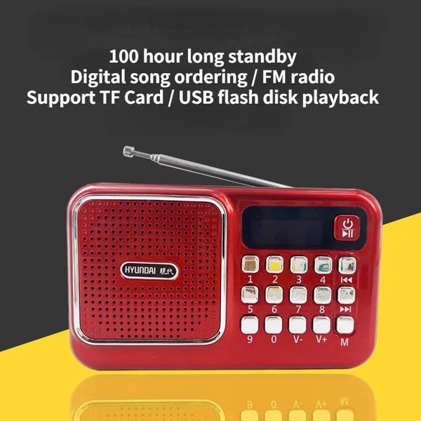 Radio Orden de canciones digitales/radio FM radio portátil Mini reproductor de espera de 100 horas de duración fácil de operar compatible con reproducción de tarjeta TF/disco U