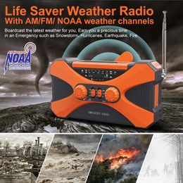 Radio de emergencia Radio Solar manivela portátil Am/fm/noaa Sos Radio con linterna lámpara de lectura cargador de teléfono celular Radio Fm