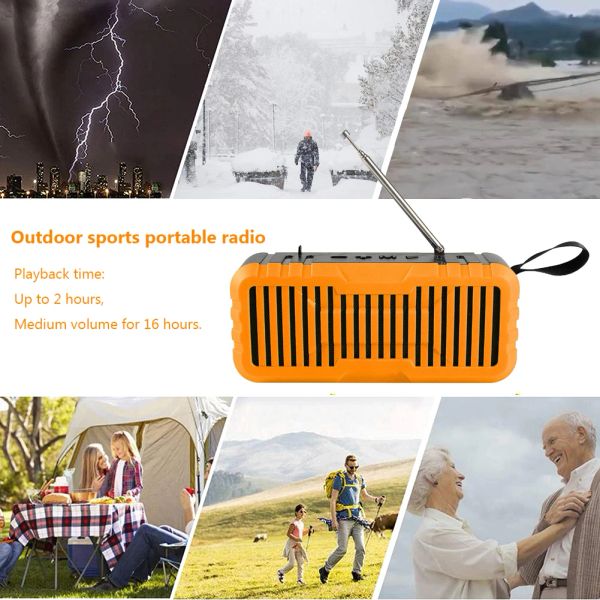 Radio Emergency Solar Charging Speaker Bluetooth Compatible Portable Wireless Toldspeaker FM Radio LED LET para al aire libre