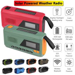 Radio Emergency Météo Radio Radio Banque d'alimentation USB Charge SOS Alarme 1,7 pouce Écran LCD DAB Bluetooth Compatible Lampe de poche