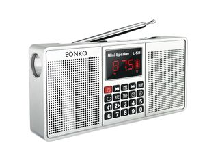 Radio Eonko L528 Haut-parleur stéréo multifonction Bluetooth Am Fm Tf USB mains libres Aux Record Clock Type C Comprend un micro SD de 8 Go