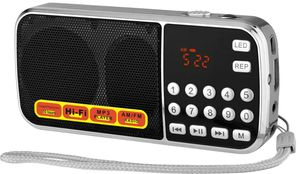 Radio EONKO Super Bass AM/FM double bande Radio King L088AM avec lampe de poche TF USB AUX, affichage LED rechargeable, comprend un micro SD de 8 Go