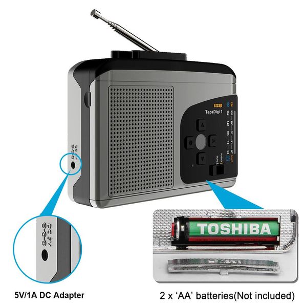 Radio Ezcap Cinta Original Walkman Reproductor de Cassette Grabación de Radio Am/fm, Convertidor de Cassette a Mp3 a Tarjeta Micro Sd Caja de Tarjeta de Captura de Audio