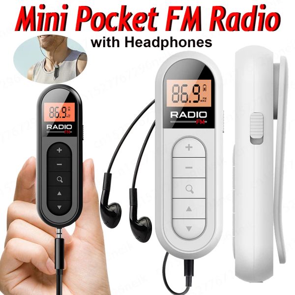 Radio FM Radio Mini Pocket Clip Radio Typec Backlight Backlight LCD Affichage Personnel Walkman Radio 76108MHz pour la promenade Jogging Camping