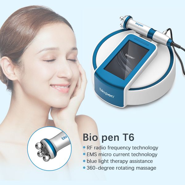 Equipo de radiofrecuencia Biopen T6 Masaje eléctrico Ems Micro Current 360 Rf con eliminación de pigmento LED azul Estiramiento de la piel Tratamiento del acné Dispositivo de belleza