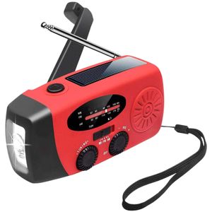 Radio Radio d'urgence solaire à manivelle Am/fm Radio météo USB rechargeable avec lampe de poche 1200 mah Banque d'alimentation pour téléphone portable camping