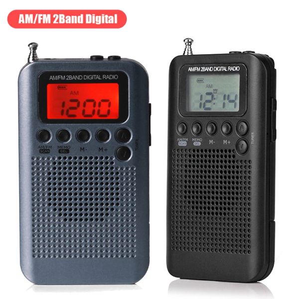 Radio HRD104 Radio de Bolsillo Antena Estéreo Radio Sintonizadora Digital Pantalla LCD Radio FM AM de Bolsillo con Conductor Altavoz Recargable