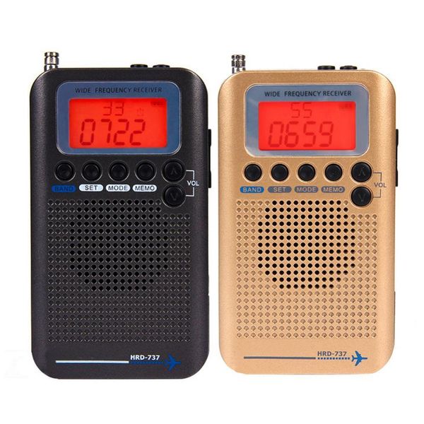 Radio Hrd737 Radio pleine bande pour avion Radio à affichage numérique Portable récepteur Fm/am/sw/cb/air/vhf récepteur Radio stéréo bande mondiale