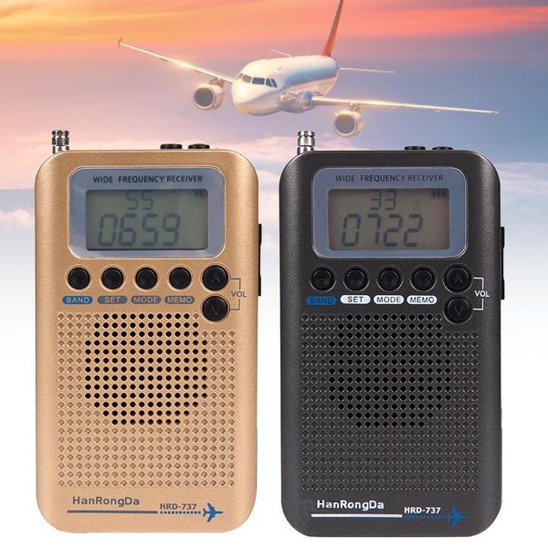 Radio Hrd737 Radio numérique Mini Portable écran Lcd réveil Fm/am/sw/cb/air/vhf Radio bande mondiale pour les amateurs de tout-terrain