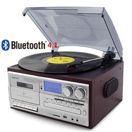 Radio Looptone 3 vitesses Bluetooth lecteur de disque vinyle platine vinyle Vintage lecteur de cassettes Am/fm Radio Usb enregistreur Auxin Rca Lineout