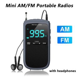 Radio Mini AM/FM Portable Radios Pocket Receiver Stereo luidspreker oplaadbare radio met wekker voor buiten weeruitzending