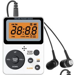 Radio Mini Fm Am Draagbare Pocket Headset Ontvanger LCD-scherm Backlight 76-108Mhz Voor Aaa-batterijen Ql-06 Drop Delivery Elektronica Dhrvi