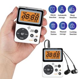 Radio Mini FM AM-radio Dual-band radio-ontvanger met LCD-scherm 3,5 mm hoofdtelefoonondersteuning Wekker Slaaptimer 2 * AAA-batterijvoeding