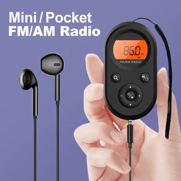 Radio Mini FM / AM Radio Pocket Pocket 9K / 10K Récepteur radio avec écran LCD Backlight Lanyard Design 76108MHz rechargeable
