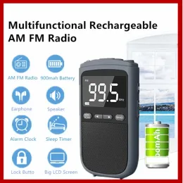 Radio Mini diffusion météo extérieure AM/FM Radios portables récepteur de poche haut-parleur stéréo Radio Rechargeable avec réveil