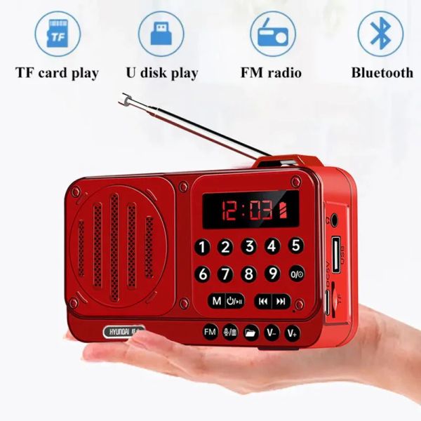 Radio Mini bolsillo FM Radio portátil Radios de alta sensibilidad receptor incorporado potente altavoz pantalla LED grabadora reproducción de carpetas