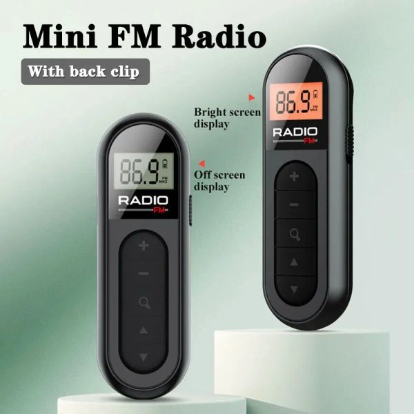 Mini Radio de poche FM, récepteur Radio Portable Rechargeable, filaire, 3.5mm, Support d'écouteurs, récepteur de charge type-c, écran LCD