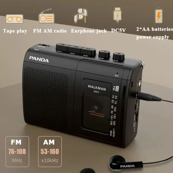 Radio Mini Portable AM/FM Radio Retro Cassette Música Registro de cinta de Walkman con potente altavoz soporte de auriculares