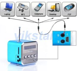 Radio Mini Portable FM Radio haut-parleur Prise en charge de la carte USB Disk Micro SD TF Play avec la entrée audio pour l'iPod PC ordinateur portable MP3 Music Player