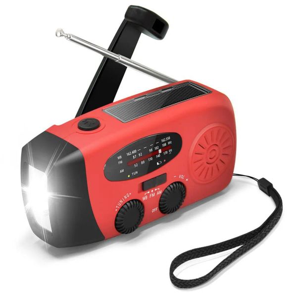 Radio Mini Solar Hand Crank Powered Radio AM / FM / NOAA Météo Dynamo LED Lampe d'urgence extérieure récepteur multifonctionnel