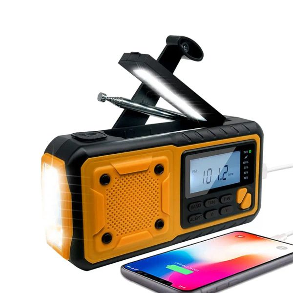 Radio Multifonctionnel Hand Crank Solar USB Charge FM AM SW Radios d'urgence LED LED TORCH 4000mAH PUILIT POUR CAMPING