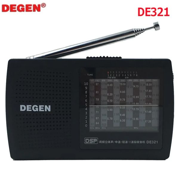 Radio NUEVO Degen DE321 FM Estéreo MW SW Radio DSP Receptor de banda mundial Radio FM de banda completa