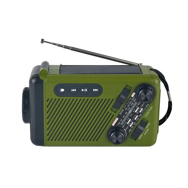 Radio Nouveau design Solar Hand Crank Radio Outdoor Portable Portable Radio à longue portée avec Banque d'alimentation de lampe de poche LED adaptée aux voyages, camping