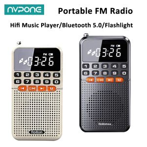 Radio New Mini Portable FM Radio Double Antenne Pocket Radio Radio Receiver Bluetooth 5.0 Esce-haut TF Carte de musique Card de musique avec lampe de poche LED