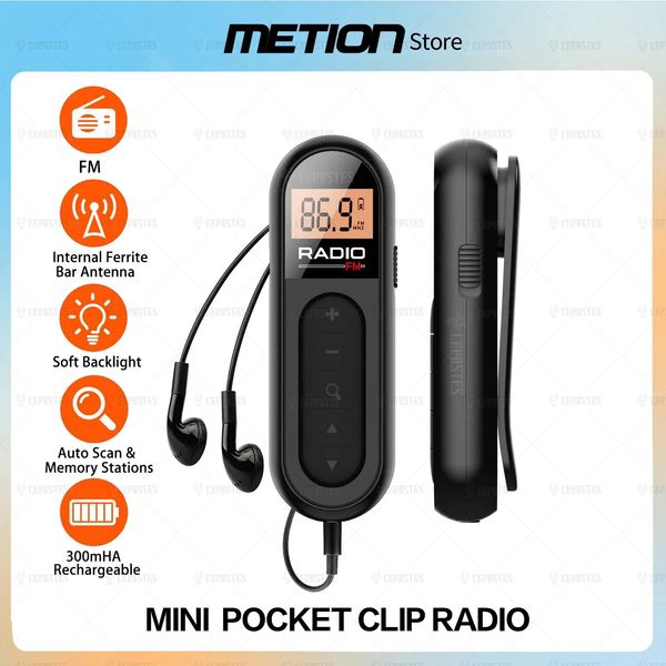 Radio Radio FM de poche portable personnelle, radio baladeur à transistor rechargeable avec la meilleure réception, clip de ceinture, pour la randonnée, la marche