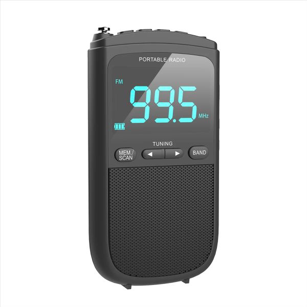 Radio Pocket Am FM Walkman Portable Transistor Radio avec réglage numérique, écran LCD, prise d'écouteurs stéréo, minuteur de sommeil